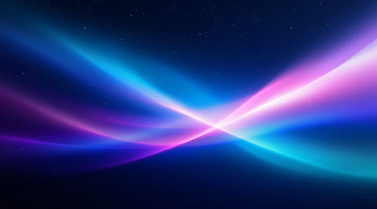 Layered mesh-gradient aurora composition in indigo, violet, teal, and cyan